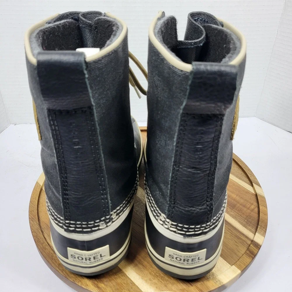 Sorel Women's 1964 Premium CVS Boots Waterproof Black Waxed Canvas Size 6 NL1717